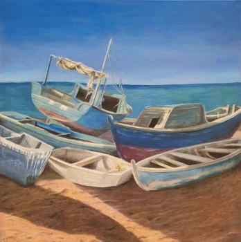 birgit-kulessa-alte-boote-rotes-meer-kuenstlergilde-oelfarbe-leinwand-h350